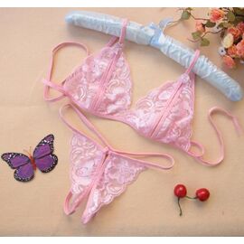 Комплект женского кружевного нижнего белья, Цвет: Бледно-розовый