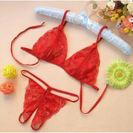 Комплект женского кружевного нижнего белья, Цвет: Красный