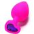 Пробка анальная силиконовая сердечко с фиолетовой стразой, Цвет: Розовый, Размер: Большой