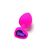 Пробка анальная силиконовая сердечко с фиолетовой стразой, Цвет: Розовый, Размер: Маленький