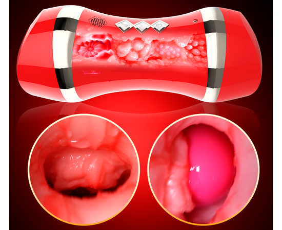 Мастурбатор двусторонний вагина-рот на присоске, вибрация+голосовое сопровождение, изображение 3