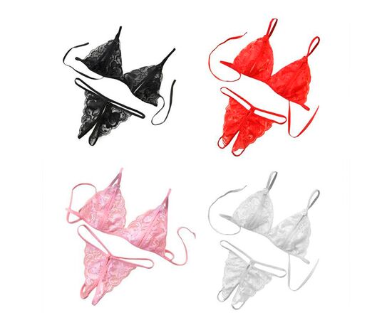 Комплект женского кружевного нижнего белья, Цвет: Бледно-розовый, изображение 3