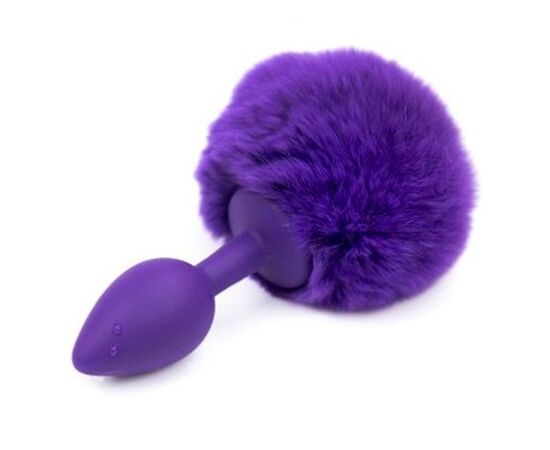Пробка анальная силиконовая кроличий хвост, Цвет меха: фиолетовый