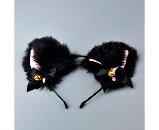 Ободок с ушками кошки (с колокольчиками), Цвет: Чёрный, изображение 2