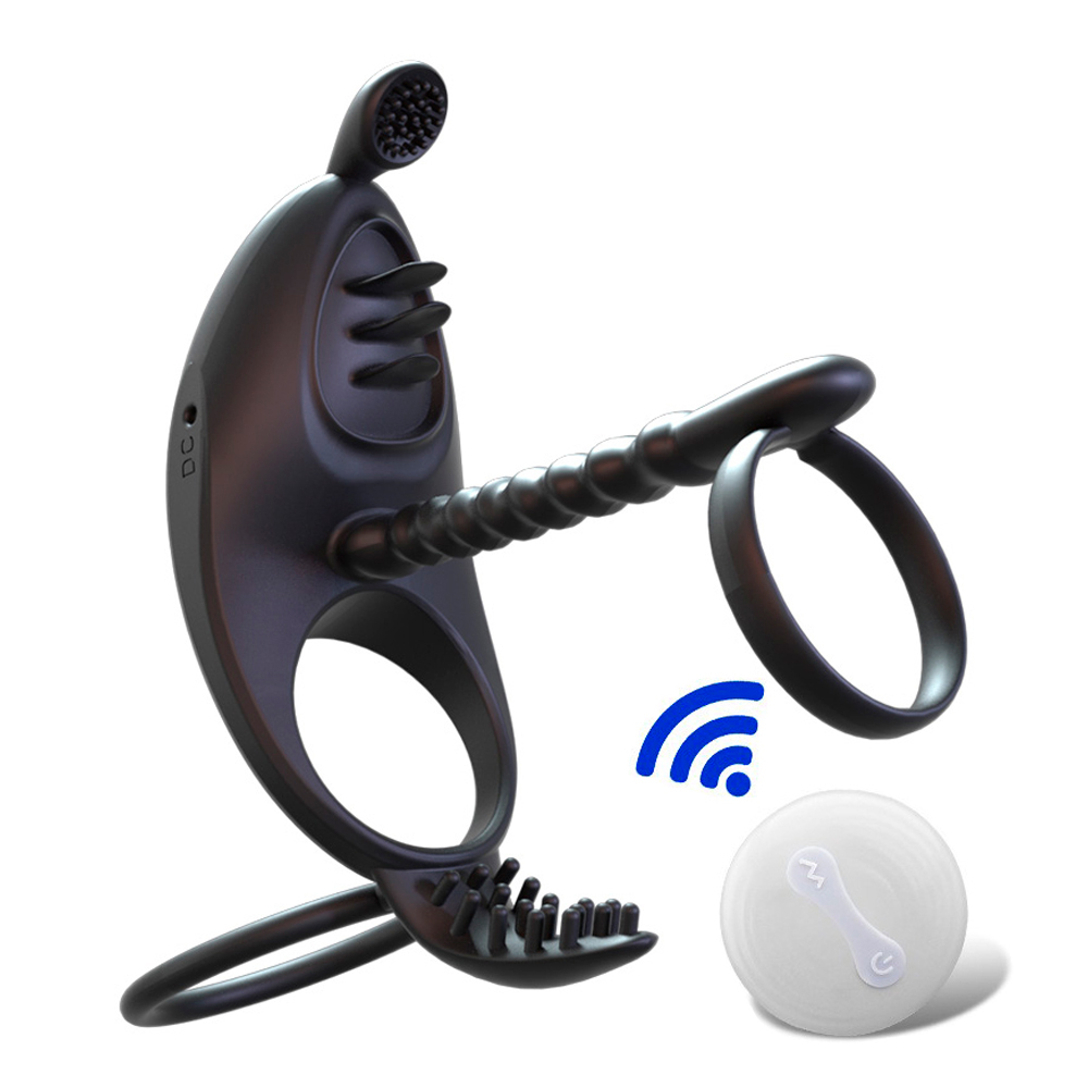 Эрекционное виброкольцо с проникновением на беспроводном пульте