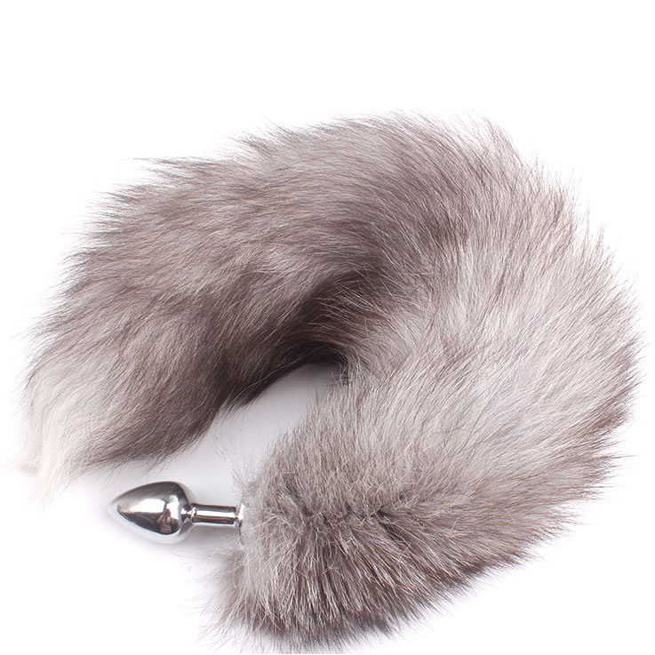 Анальная пробка металлическая с длинным хвостом