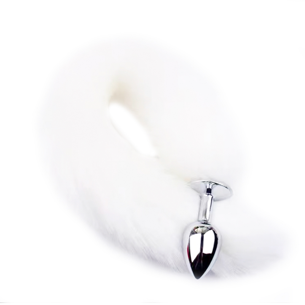 Анальная пробка металлическая с длинным хвостом