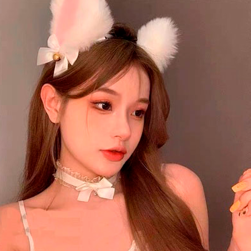 Ободок с ушками кошки (с колокольчиками) + ошейник