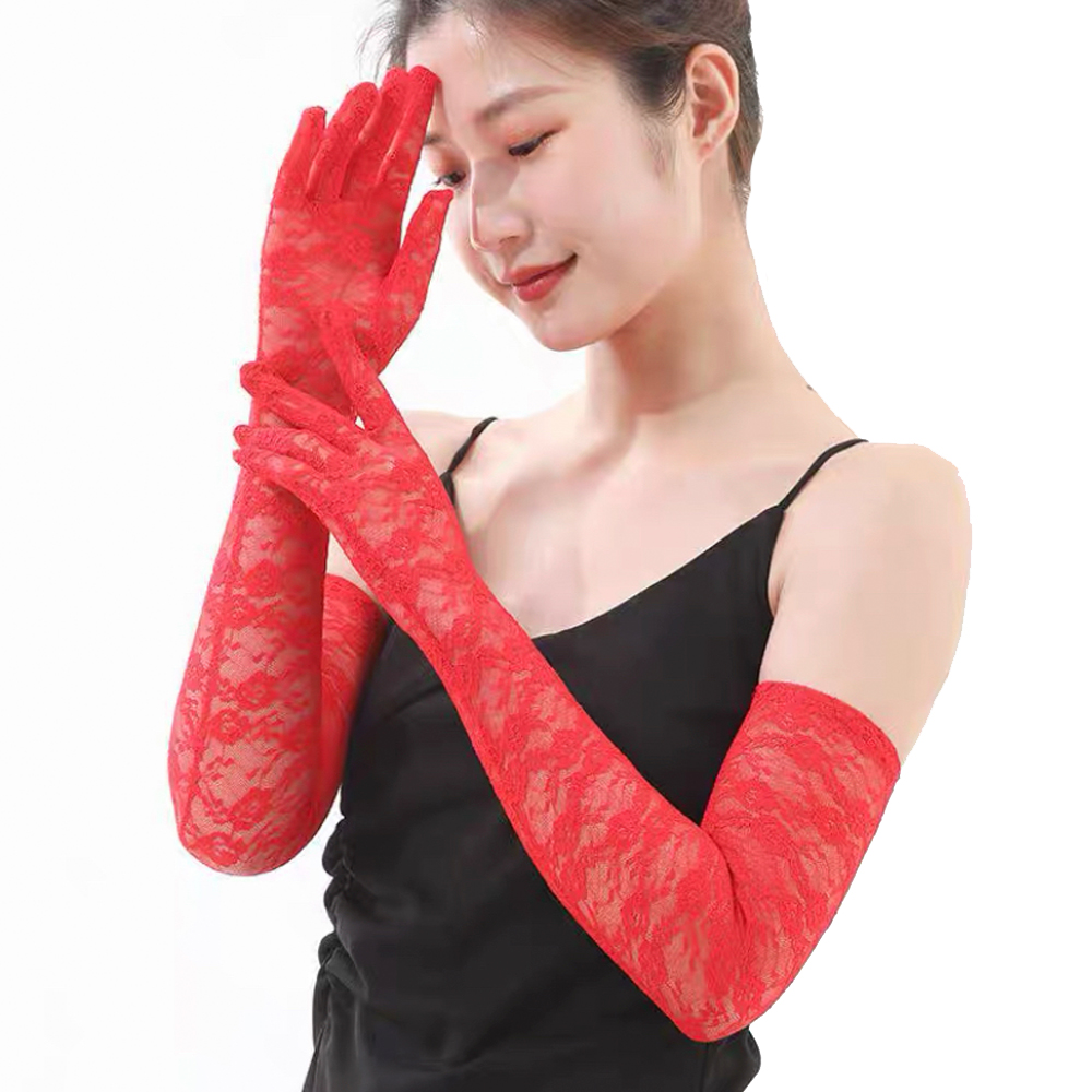 Перчатки женские кружевные длинные