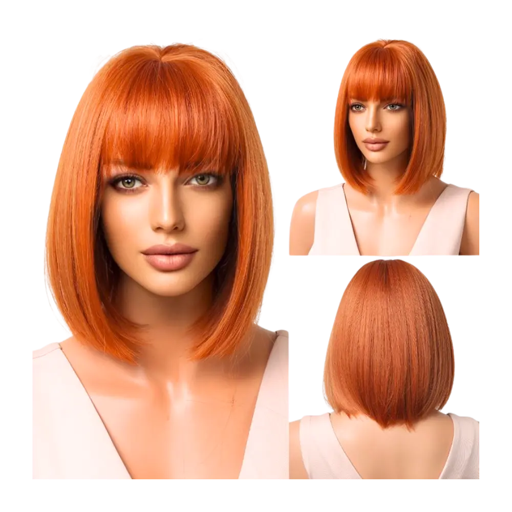 Парик каре рыжий с чёлкой