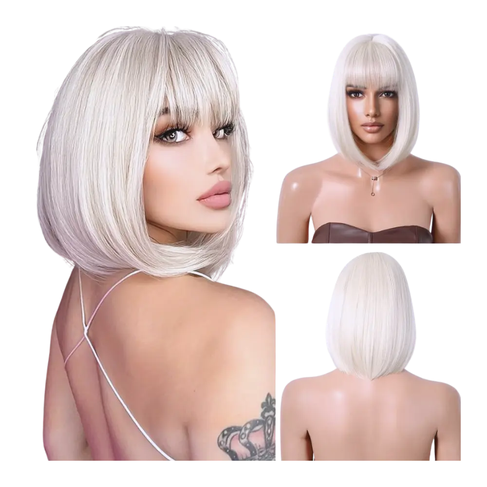 Парик каре блонд с чёлкой