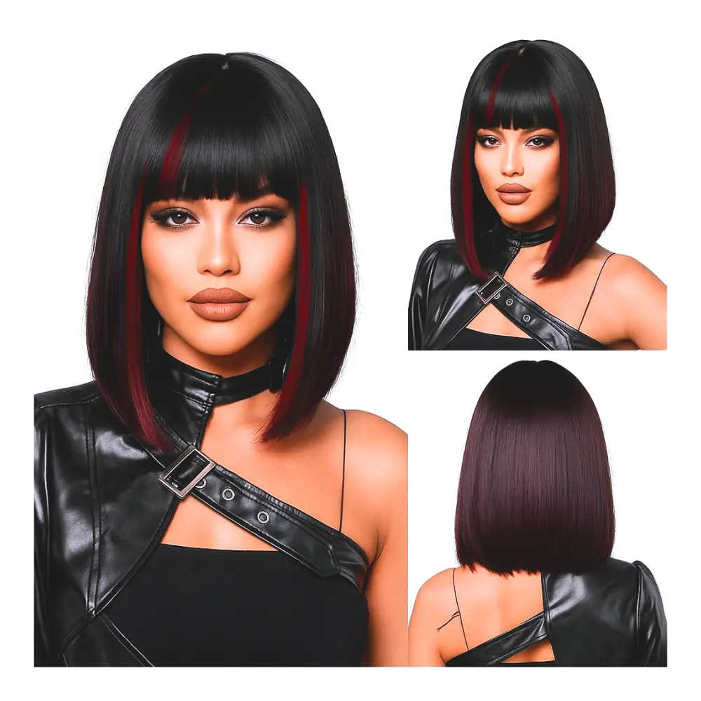 Парик каре чёрный с чёлкой