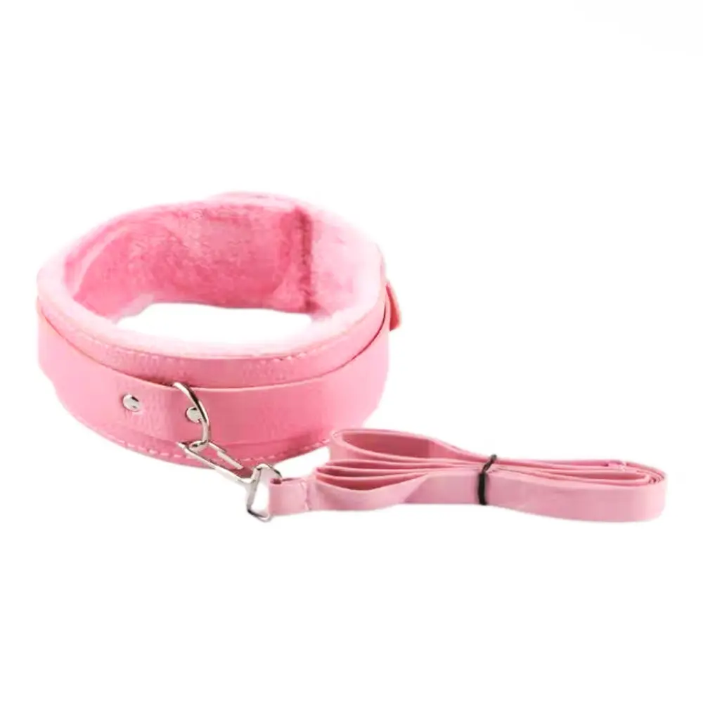 Ошейник с поводком кожзам с мехом