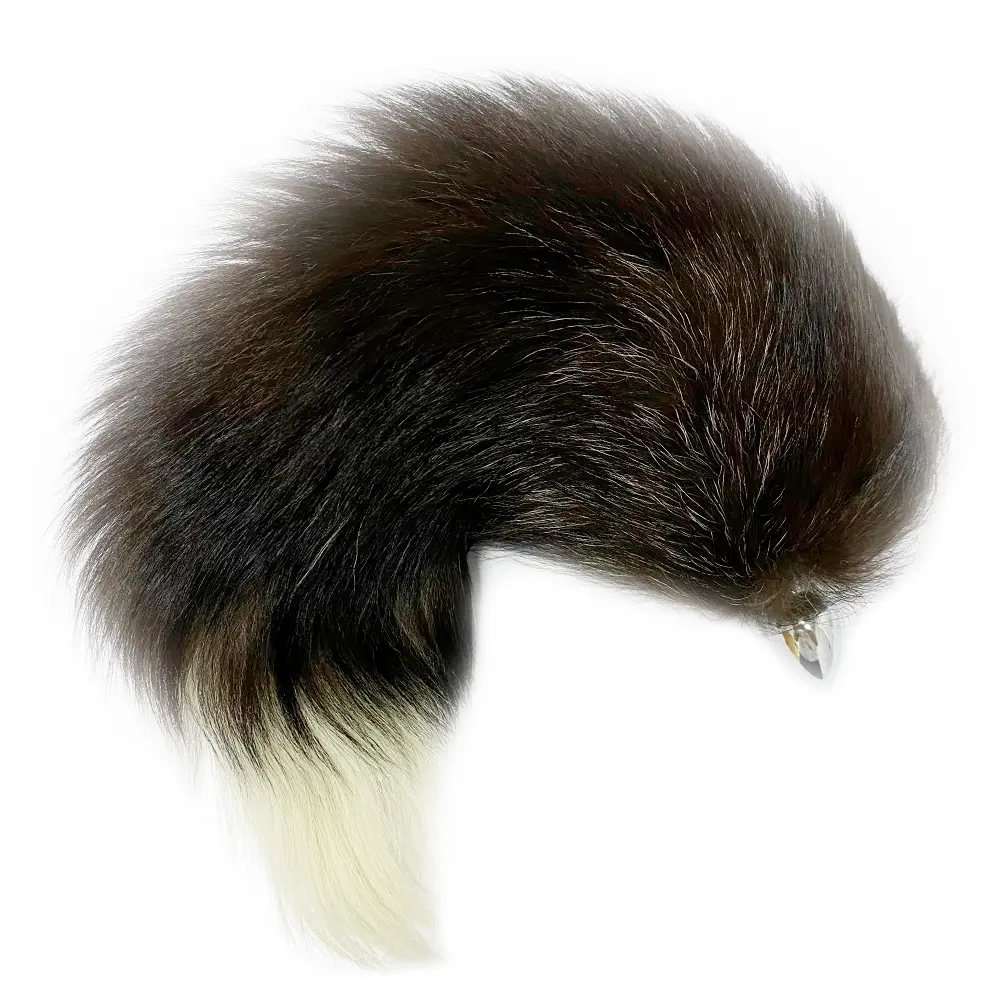 Анальная пробка металлическая с длинным хвостом