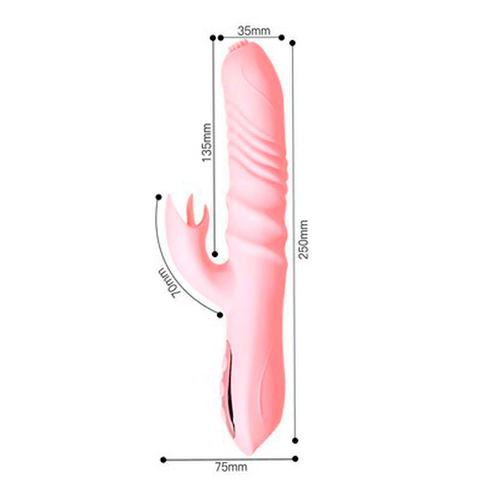 Вибратор с толкательными и вращательными движениями, с подогревом