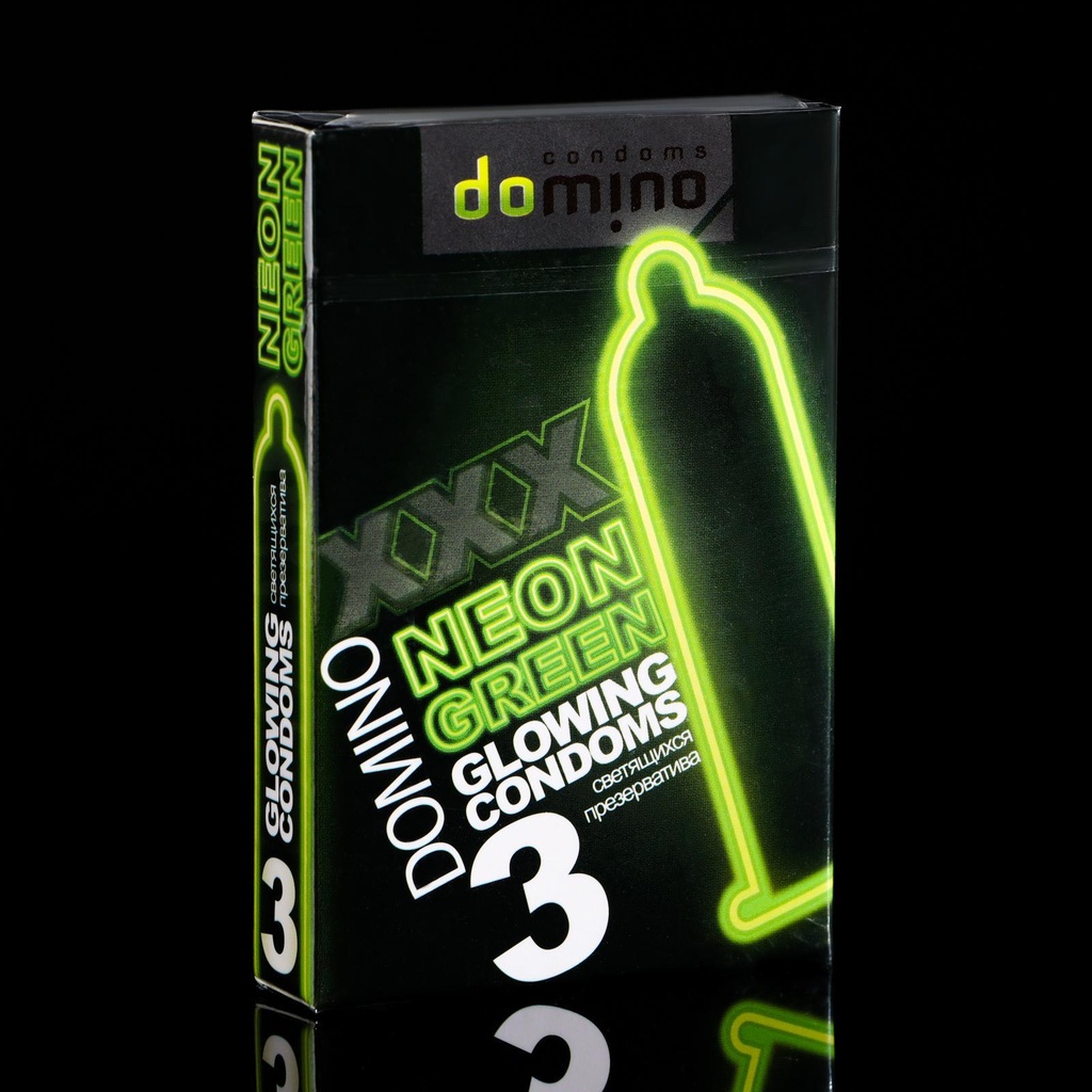 Презерватив Domino Neon Green светящиеся (3 шт в уп)
